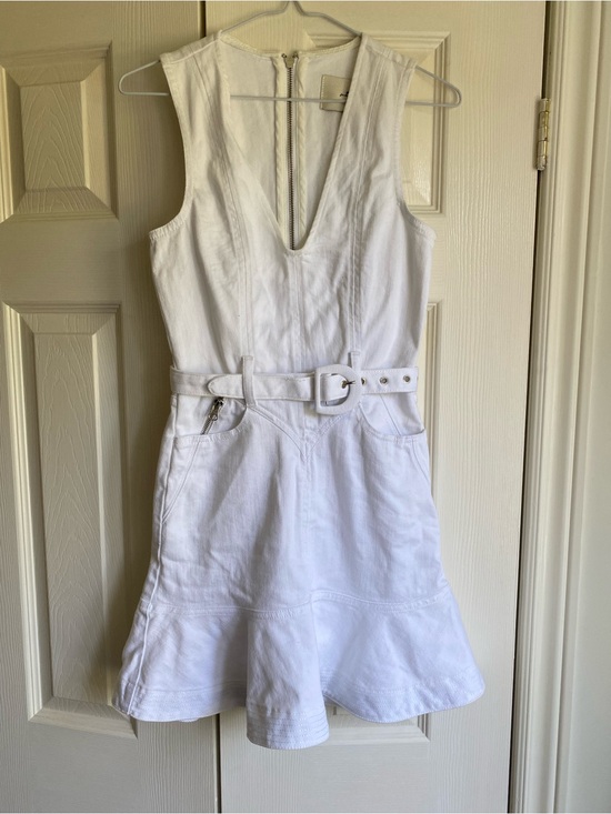 7 For All Mankind Dresses & Skirts - 7 For All Mankind White Sleeveless V-Neck Belted Denim Mini Dress XS